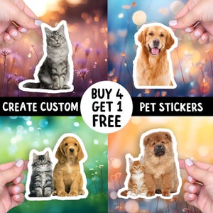 Aangepaste huisdiersticker huisdier fotosticker huisdieren gepersonaliseerde foto handafdruk diy cadeau laptop stickerpakket esthetische waterflesstickers