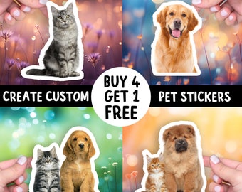 Custom Pet Sticker Pet Photo Sticker Pets Personalized Photo Handprint Diy Gift Laptop Sticker Pack Aesthetic Waterbottle Stickers