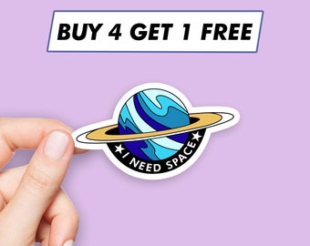 I Need My Space Quote Sticker Planeet Saturnus Stickers Laptopstickers Esthetische stickers Computerstickers Waterflesstickers Laptopstickers