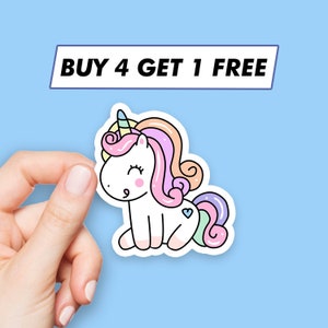 Unicorn Sticker Decal Fat Cute Colorful Large 5 x 5 for Laptop Water  Bottle