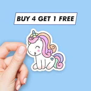 Unicorn Sticker Decal Fat Cute Colorful Large 5 x 5 for Laptop Water  Bottle