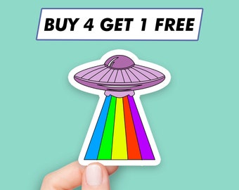 Rainbow Ufo Sticker Alien Space Stickers Laptop Stickers Aesthetic Stickers Computer Stickers Water Bottle Stickers Laptop Decals