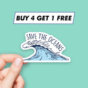 Adesivi fantastici "Salviamo gli oceani", adesivi con citazioni sulla natura, adesivi per laptop, adesivi estetici, adesivi per computer, adesivi per bottiglie d'acqua, adesivi per laptop