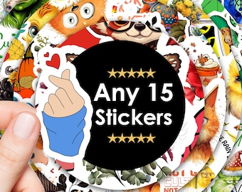 Any 15 Stickers, sticker bundles, vinyl stickers for laptops, water bottles and tumblers, sticker custom pack choose your own sticker bundle