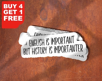 English Is Wichtig Aber Verlauf ist wichtig Aufkleber, Geschichtsaufkleber, Laptop Aufkleber, Becher Aufkleber, Wasserflasche Aufkleber