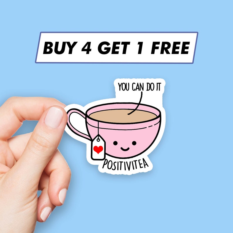 Sticker Positivitea mignon Stickers citation positive Stickers ordinateur portable Stickers esthétiques Stickers ordinateur Stickers bouteille d'eau Stickers ordinateur portable image 1