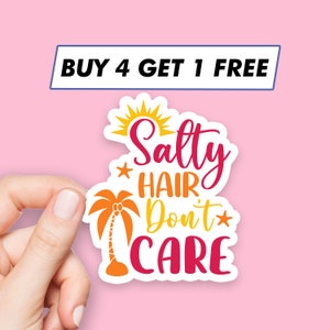 Cool Salty Hair Sticker Tropical Sayings Stickers Laptop Stickers Aesthetic Stickers Computer Stickers Waterbottle Stickers Laptop Decals