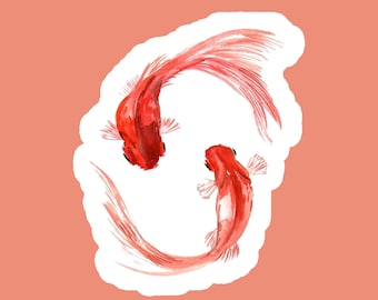 Yin Yang Koi Stickers Fish Vinyl Stickers Waterbottle Stickers