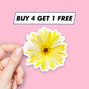 Pegatinas de margaritas amarillas, lindas pegatinas de flores, pegatinas para portátiles, pegatinas estéticas, pegatinas para ordenador, pegatinas para botellas de agua, calcomanías para portátiles