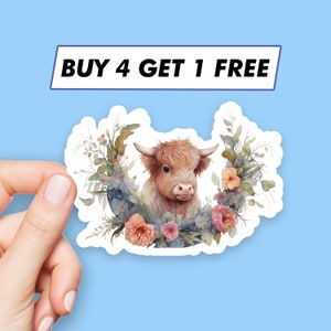 Crescent Highland Cow Sticker Scottish Cow Stickers Laptop Stickers Aesthetic Stickers Computer Stickers Waterbottle Stickers Laptop Decals