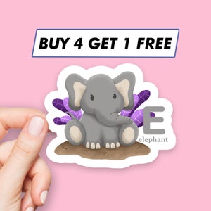 Elefante Letra E Pegatina Alfabeto Animal Pegatinas Portátil Pegatinas Estéticas Pegatinas Computadora Pegatinas Waterbottle Pegatinas Calcomanías Portátil