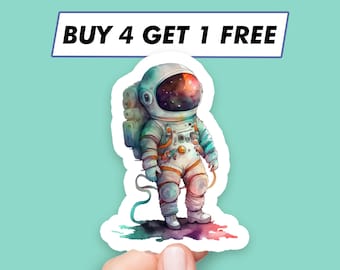 Sticker kosmoastronaut aquarel ruimtestickers laptopstickers esthetische stickers computerstickers waterflesstickers laptopstickers