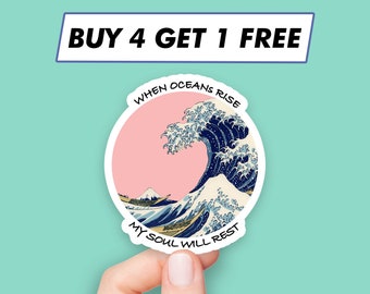 Motiverende Great Wave-sticker Hokusai Kanagawa-stickers Laptopstickers Esthetische stickers Computerstickers Waterflesstickers