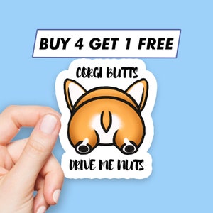 Funny Corgi Butt Sticker Puppy Dog Stickers Laptop Stickers Aesthetic Stickers Computer Stickers Water Bottle Stickers Laptop Decals