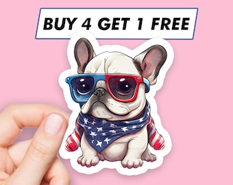 Söta franska bulldoggklistermärken patriothundklistermärken laptopklistermärken estetiska klistermärken datorklistermärken vattenflaskklistermärken laptopklistermärken