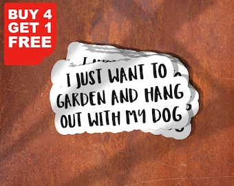 Sticker chien Je veux juste jardiner et sortir avec mon chien, Stickers plantes en pot, plantes succulentes, Stickers vie végétale