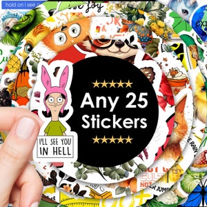 25 stickers, stickerbundels, vinylstickers voor laptops, waterflessen en bekers, stickerpakket op maat kies je eigen stickerbundel