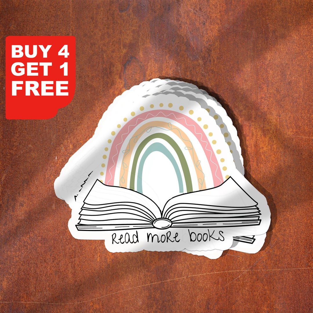 Read Beyond Sticker Read More Books Rainbow Flower Sticker, Reading Stickers, Book Stickers ...