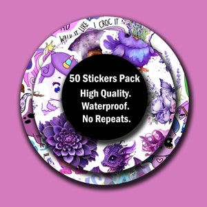 10-50 stuks paars gekleurde stickers stickerpakket anime willekeurige stickers vinyl decal bundel stickers pakket esthetische waterfles sticker vinyl