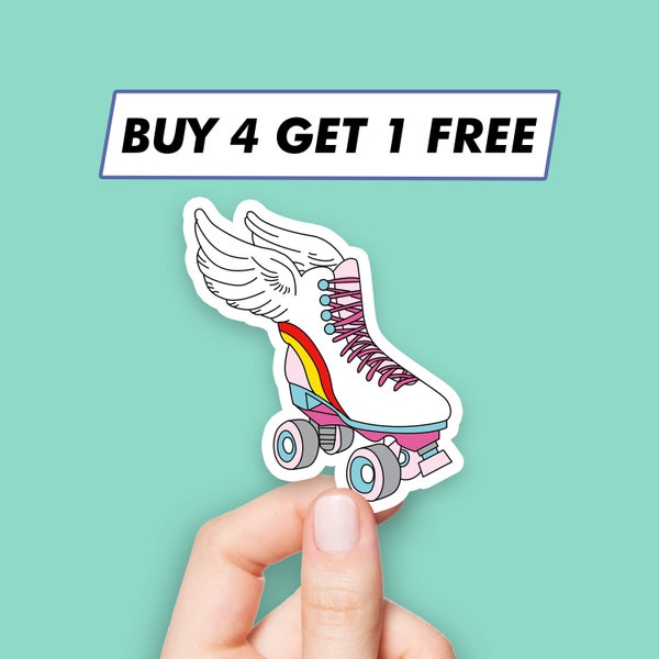 Angel Roller Skates Sticker Cute Happy Stickers Laptop Stickers Aesthetic Stickers Computer Stickers Water Bottle Stickers Laptop Decals