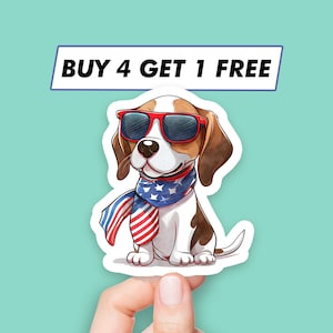 Sticker patriote Beagle Stickers chien 4 juillet Stickers ordinateur portable Stickers esthétiques Stickers ordinateur Stickers bouteille d'eau Stickers ordinateur portable