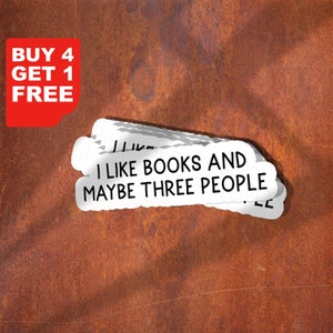 Ik hou van boeken en misschien drie mensen sticker, grappige sticker, boeken laptop stickers, boeken beker stickers, boeken waterfles sticker