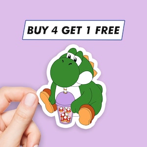 Boba Tea Yoshi Aufkleber Super Mario Dinosaurier Aufkleber Laptop Aufkleber Ästhetische Aufkleber Computer Aufkleber Wasserflasche Aufkleber Laptop Aufkleber