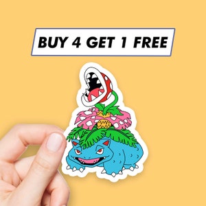 Adesivo Piranha Plant Venusaur Adesivi Super Mario Meme Adesivi per laptop Adesivi estetici Adesivi per computer Adesivi per bottiglie d'acqua