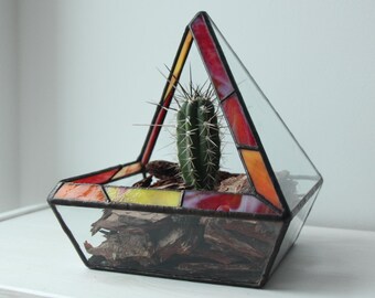 terrarium for succulents, glass pot, stained glass product