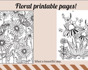 Floral Coloring Pages for Adults 5 Printable Coloring Pages Instant Download