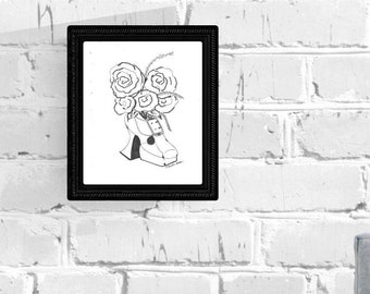 Colour me!Greeting Card-Fluevog-Munster Roses (plain)- 5x7-Art Print: Fluevog and Flowers Art Series-illustration-Shoe & Flowers