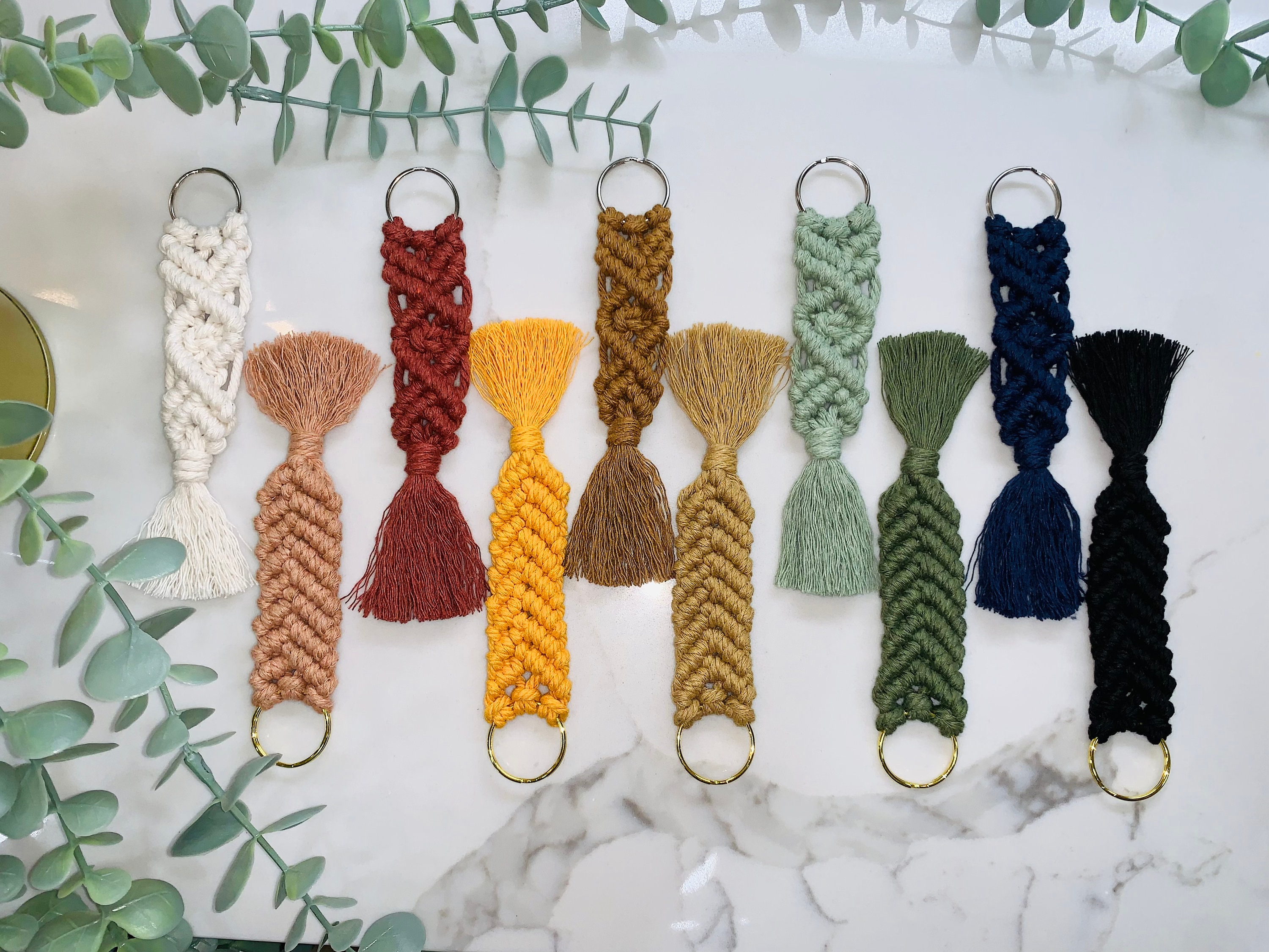 Macrame Box Keychain Macramé Keychain - Etsy