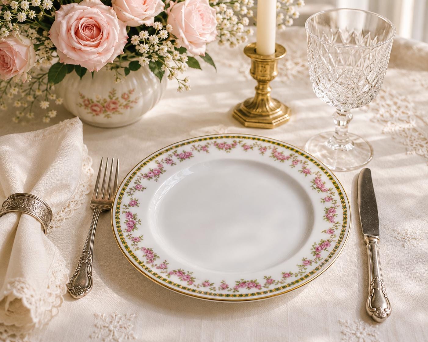 ウィリアムロウ　ガーランド×ピンクローズ　プレート2枚　F5 Haviland China Pink Rose Garland - Etsy