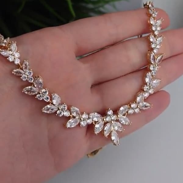 Bruidsketting gouden bruiloft sieraden set diamanten ketting zilver MOB bruiloft sieraden MOG bruidsmeisje sieraden MOB bruidsmeisje ketting