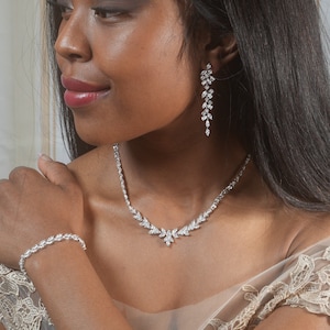 Crystal Wedding Jewelry Set, Wedding Pendant Set, CZ Earrings And...
