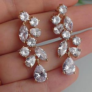 Orecchini di cristallo a goccia Orecchini da sposa in cristallo Orecchini a goccia Set di gioielli da sposa Set di gioielli da sposa Gioielli da damigella d'onore a goccia