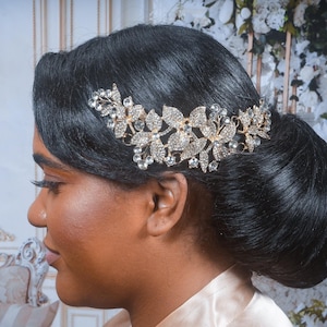 Crystal Hair Comb Gold Bridal Hair Comb Crystal Wedding Hair Comb Floral Hair Piece Crystal Gold Hair Comb Wedding