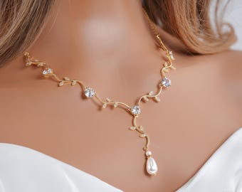 Parel bruidsketting roségoud wijnstok bruiloft sieraden kristal bruidsketting zilveren bruiloft sieraden parel roségouden bruidssieraden set