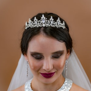Bridal Tiara Silver Crown Crystal Tiara Princess Hair Piece Silver Wedding Tiara Wedding Crown Crystal Bridal Headband Crystal Headpiece