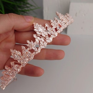 Bridal Tiara Crystal Tiara Rose Gold Bridal Crown Wedding Tiara Silver Tiara Crystal Bridal Crown Crystal Headpiece Rose Gold Sweet 16 crown