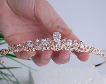 Bridal Tiara Wedding Tiara Rose Gold Bridal Crown Princess Tiara Sweet 16 Crown Prom Tiara Communion Crown Birthday crown