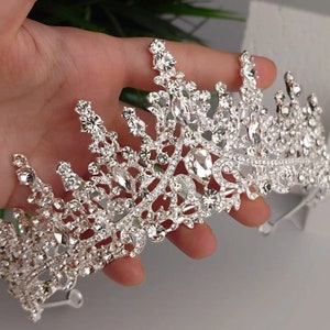 Bridal Tiara Crystal Crown Silver Crystal Tiara Princess Hair Piece Wedding Tiara Wedding Crown Birthday Crown Sweet 16 Crown