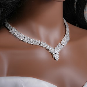 Crystal Necklace Set Diamond Wedding Jewelry Set Bridal Necklace Silver Wedding Jewelry Crystal Wedding Jewelry Set