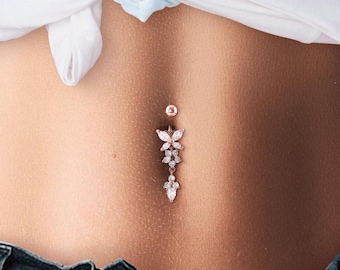 Belly Button Ring Dangle Belly Button Piercing Dangle Belly Ring Sparkling Belly Jewelry