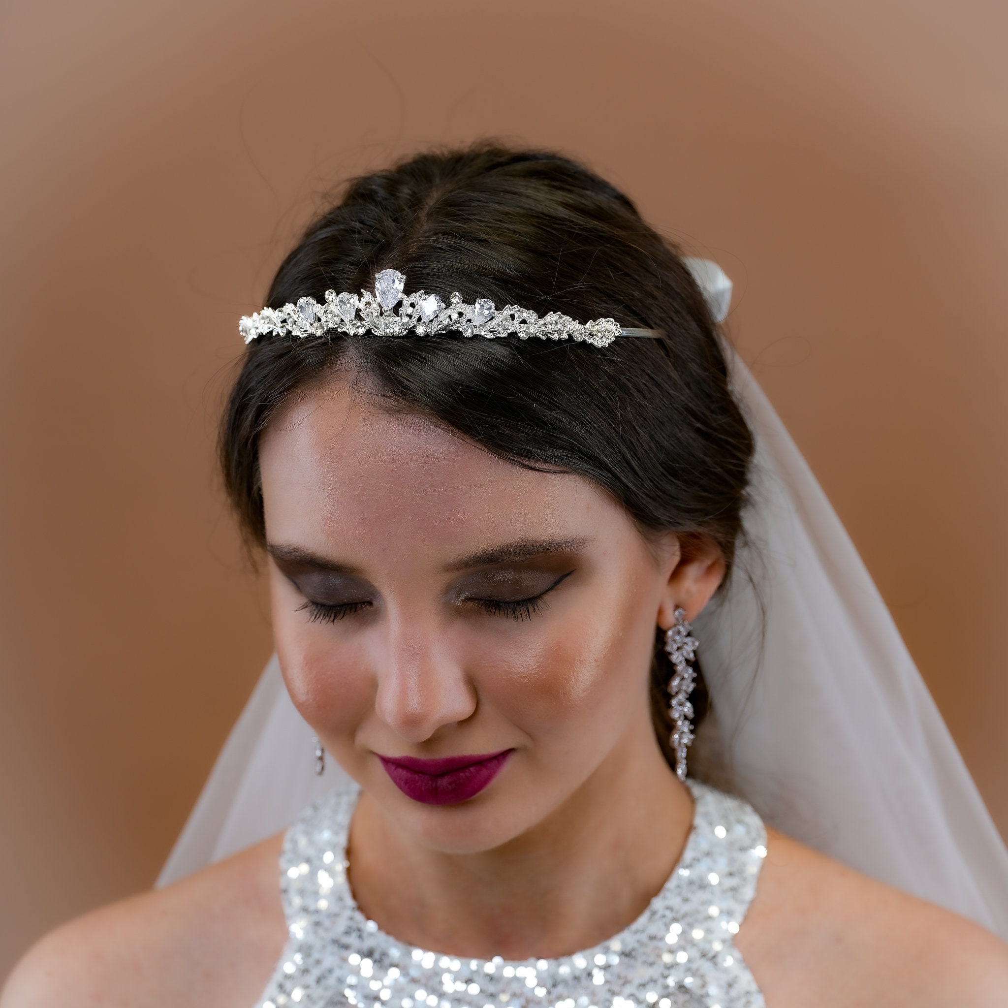 Corona Da Principessa Per Bambina Tiara Argento Con Pietre Rosa 17410 Fiestas Guirca