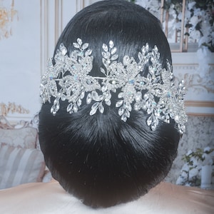 Crystal Hair piece Bridal Rhinestone Headpiece Crystal Wedding Hair piece Large Crystal Hair Vine Statement Headpiece