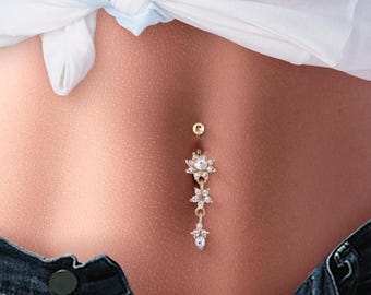 Belly Button Ring Dangle Belly Button Piercing Dangle Belly Ring Sparkling Belly Jewelry