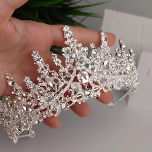 Crystal Tiara Bridal Crown Tiara Silver Crystal Crown Princess Hair Piece Wedding Tiara Wedding Crown Crystal Bridal Headband Sweet 16 Crown