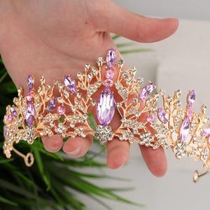 Bridal Tiara Crystal Crown Gold Crystal Tiara Princess Hair Piece Wedding Tiara Wedding Crown Crystal Bridal Headband Crystal Headpiece