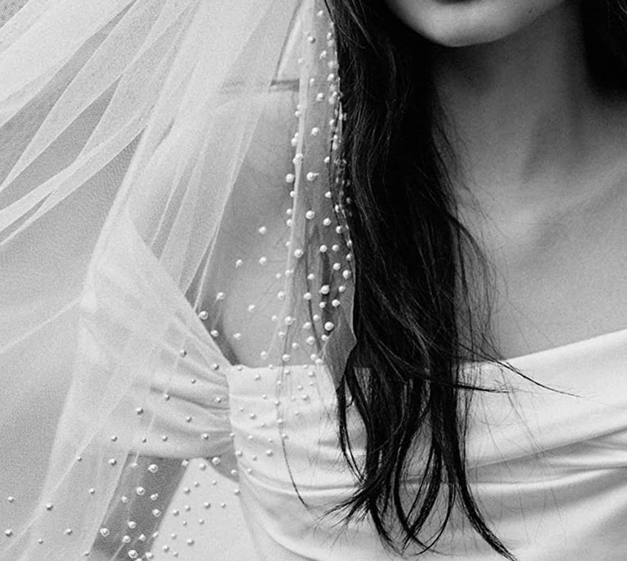 Pearl Veil Wedding Veil with comb Soft Veil Pearl Edge Veil Fingertip Veil with pearls Cathedral Veil Pearl Chapel Veil